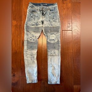 Stonewashed skinny motor jeans